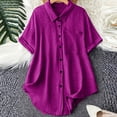 thumbnail image 2 of Kezqiaxn Button Down Shirts for Women Short Sleeve Collared Loose Blouse with Pocket Summer Tops Dressy Casual Plus Size Fashion, 2 of 6