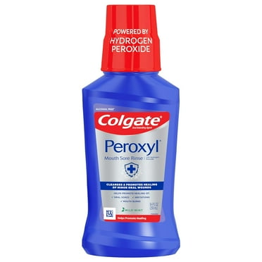 Colgate Peroxyl Antiseptic Mouth Sore Rinse, Mild Mint - 250mL, 8.4 fluid ounce
