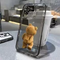 thumbnail image 2 of Cartoon Bear Transparent Phone Case For iPhone 15 14 13 12 11Pro Max Mini XS X XR 7 8 Plus SE2022 Luxury Shockproof Soft Cover Transparent C299 iPhone 12 Pro, 2 of 5