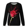 thumbnail image 4 of SOMOWI Chandails de la Saint-Valentin pour Femmes, Imprimé, Col Rond, Coupe Ajustée, Chandail à Enfiler, Manches Longues, Entraînement, Blouse Ample, Noir, Automne, Vêtements de Sport, S, 4 of 5