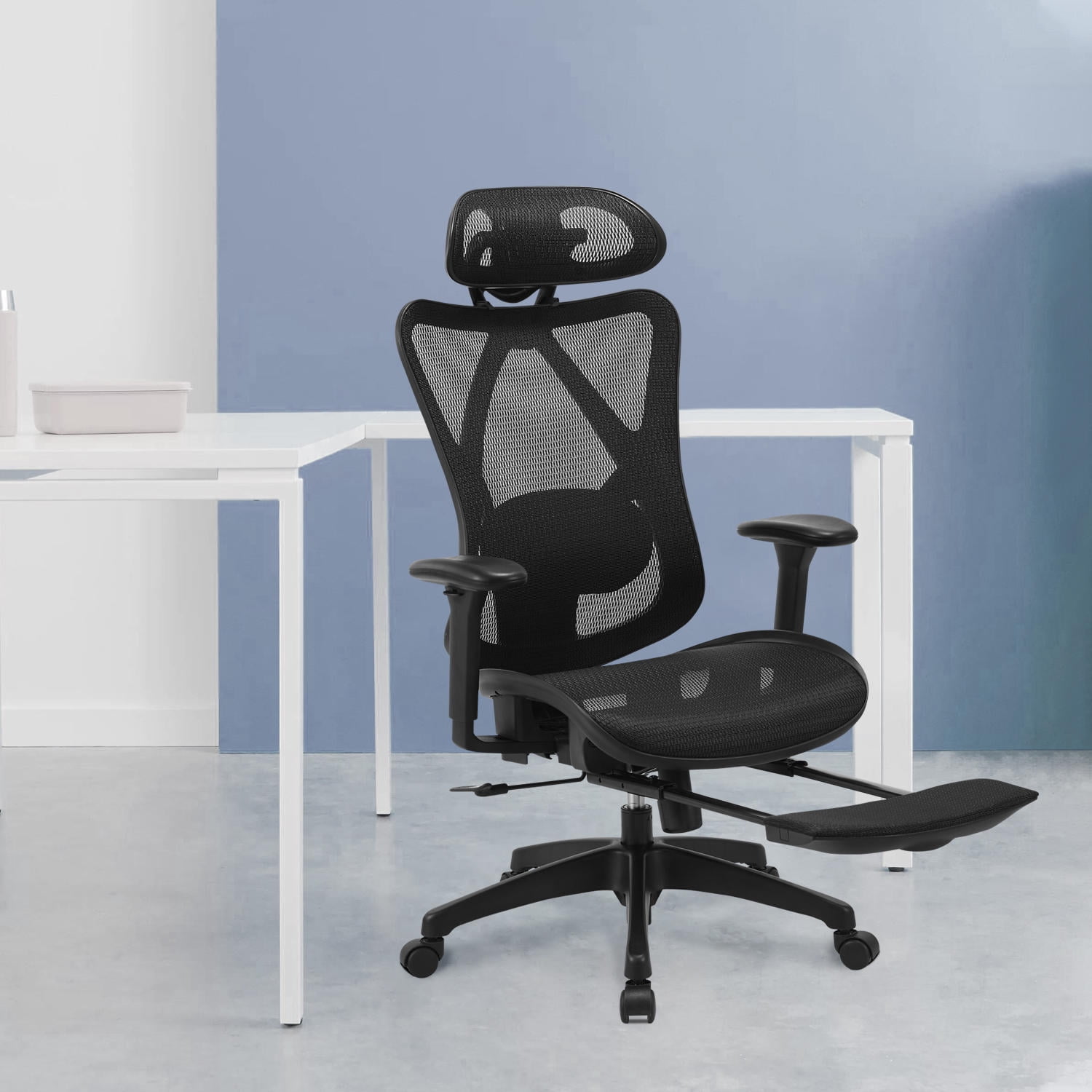 Deluxe Ergonomic High Back Mesh Office Chair Executive Chairs With Headrest Footrest And Versatile Adjustments Capacity Up To 275 Lbs Black Gray Canada Back Mesh Office Chair Executive Chairs, Deluxe Mesh Ergonomic Office Chair With Headrest