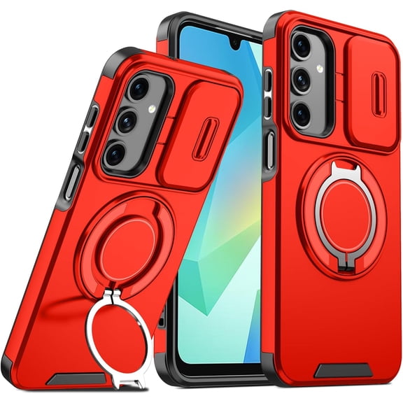 MYKOMI Military-Grade Shockproof Case for Samsung Galaxy A16 5G [2024] - Kickstand, Slide Camera Lens Cover, 360°Rotatable Metal Ring, Car Mount Compatible - Heavy Duty Protective Phone Cover