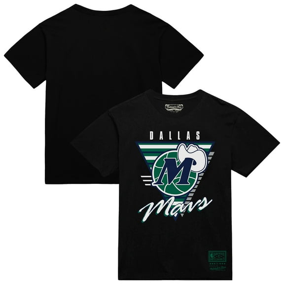 Men's Mitchell & Ness  Black Dallas Mavericks Worldwide Collection Tri-Logo T-Shirt