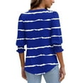 thumbnail image 5 of cocolona Womens Summer V Neck 3/4 Sleeve Tops Dressy Casual Blouses Fashion Casual Loose Striped Print T-shirts Trendy Tops 2025, 5 of 6