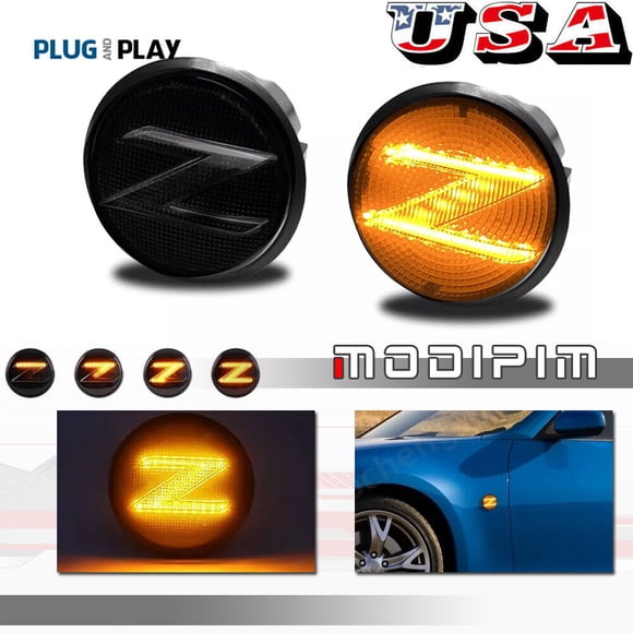 LED turn signal light mudguard badge side suitable for Nissan 2009up 370Z NISMO Z34 350Z-