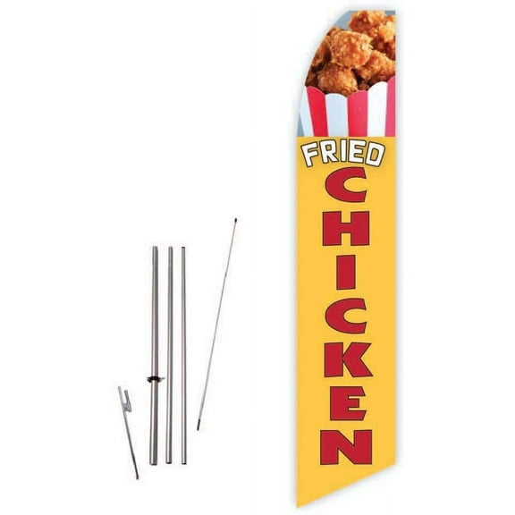 Fried Chicken Yellow Super Novo Flag - Complete with 15ft Pole Set and Ground Spike