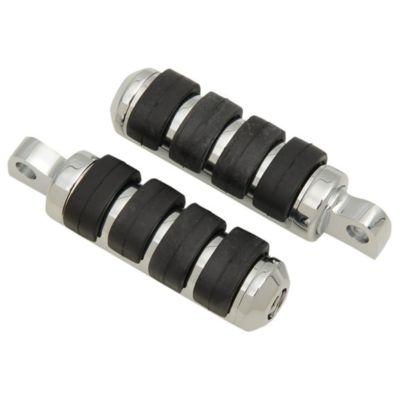 Drag Specialties Soft-Ride Small Male Chrome/Black Footpegs (DS-253505)