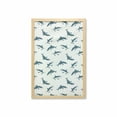 thumbnail image 1 of Sea Animals Wall Art with Frame, Repeated Cartoon Sharks Swimming to Different Directions Pattern, Printed Fabric Poster for Bathroom Living Room, 23" x 35", Slate Blue and Eggshell, by Ambesonne, 1 of 2