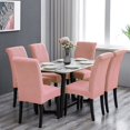 thumbnail image 2 of Stretch Chair Covers for Dining Room Set of 4, Removable Washable Dining Room Chair Covers, Dining Chair Slipcovers Seat Protector, Great for Home Decor and Banquet (Dusty Pink, 4 Pack), 2 of 7
