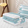 thumbnail image 5 of Castle Fairy Retro Horizontal Stripe Zipper Queen Comforter Set with Fitted Sheet and 2 Pillowcases,Minimalist Thin Line Zipper Bedding Set,Teal Blue White,Reversible, 5 of 7