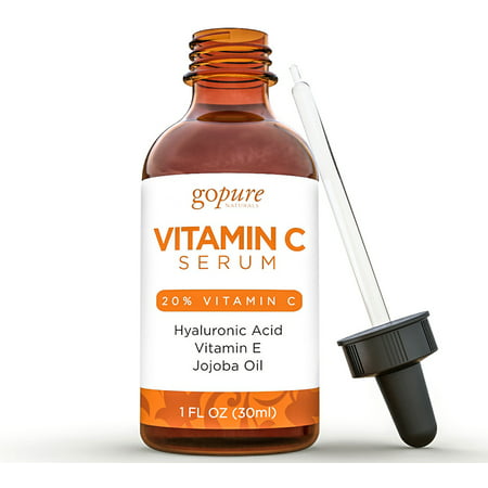 goPURE La vitamine C Sérum - Anti rides - 20% Résistance professionnelle - Avec l'acide hyaluronique, vitamine E, Aloe