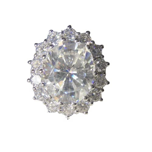 HeartsAndYou 3ct Oval Cut Moissanite Engagement Ring for Women 18k Yellow Gold over Silver Cluster Halo Flower