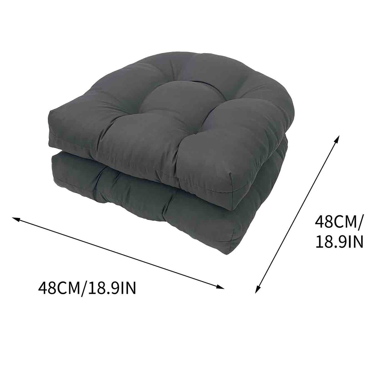 Bxaolu 2PCS Tufted Seat Cushion, 19''x19'' Outdoor Indoor U-Shape Cushions for Chair Seat, Rocking Chair Cushion Pad Sets for Patio Garden Home Office Furniture (Dark Gray)