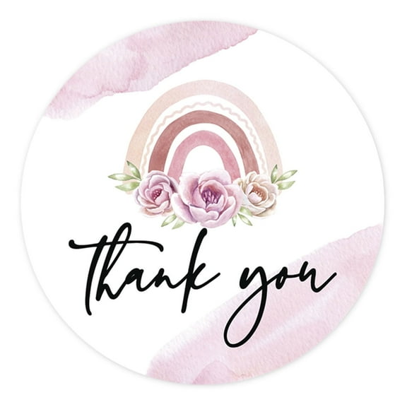 Koyal Wholesale Kids Party Favor Thank You Stickers, Round Floral Rainbow Birthday Stickers For Kids Party Favors 80-Pk