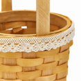 thumbnail image 6 of Handwoven Wood Flower Girl Basket with Lace Trim, Rustic Wicker Handheld Basket for Wedding Ceremony, Large Capacity Portable Decor Basket, Multi-use Picnic Photo Prop & Small Storage Basket, 6 of 8