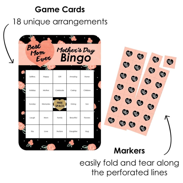 Big Dot of Happiness - Best Mom Ever Bingo Game for Mother's Day