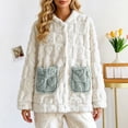 thumbnail image 3 of APEXFWDT Women’s Fleece Bed Jacket Button Down Color Block House Coat Sleeping Bed Jackets with Pockets, 3 of 8