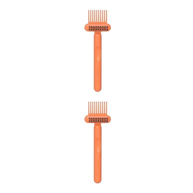 Vogacara Cepillo de peine 2 en 1, garras, eliminador de polvo de plástico, herramientas de limpieza de mano para salón de peluquería Naranja 2piezas