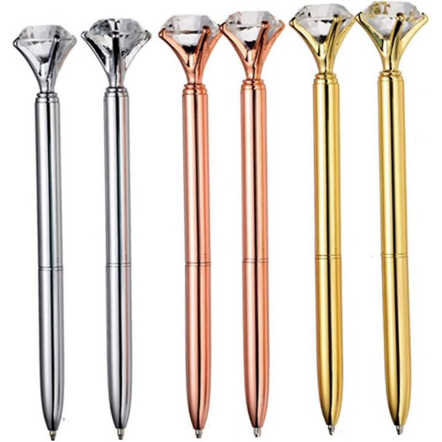 Bolígrafo de metal Bolígrafo de cristal Bolígrafo giratorio de tinta Suministros de oficina Bolígrafo de papelería escolar Bolígrafo (6 piezas, multicolor)