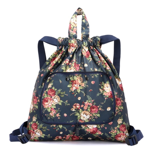 Baloncesto Yoga Bolso Cordón Mochila Plegable Nylon para Viajes (Flores Pequeñas)