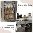 thumbnail image 4 of DreamCurship 52" Kitchen Island with Storage, Rolling Kitchen Cart Island with Wheels, Tilt Out Kitchen Trash Cabinet 10 Gallon Storage, 3 Large Spice Racks and 2 Drawers, Gray, 4 of 7