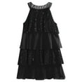 thumbnail image 4 of CHICTRY Kids Girls Shiny Sequins Ruffles Dance Dress for Modern Jazz Ballroom Party Dancewear Black 10, 4 of 5