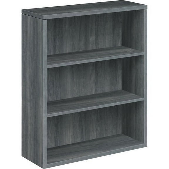 HON 10500 Series Bookcase 36" x 13.1" x 43.4" , 1.1" End Panel, 1.1" Bottom Shelf, 1.1" Top - 3 Shelve(s) - Square Edge - Material: Wood, Laminate - Finish: Sterling Ash Laminate