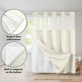 thumbnail image 6 of Americanflat 72x75 Ivory Hookless Waffle Pattern Shower Curtain - Water-Resistant Long Shower Curtain with Sheer Panel, Snap-In Liner, and Grommets, 6 of 8