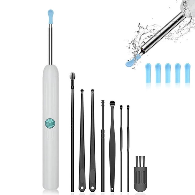 LED Wireless Ear Wax Removal Pick Camera Otoscope Visual Kit with HD Endoscope, 22x Magnification, 55-Degree Wide Angle View, Ear Spoon Set, Black