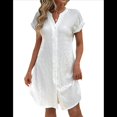 thumbnail image 2 of Vestido de para Mujer, Verano, Informal, Corta, Cuello en V, Midi, Abotonado, Camisero. M, 2 of 6