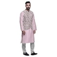 thumbnail image 2 of Atasi Pyjama Kurta Col Mandarin Traditionnel Uni avec Veste Imprimée, 2 of 3