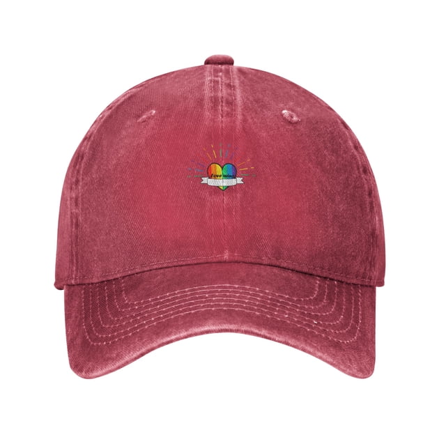 ZICANCN Rainbow Love Casquette de Baseball Réglable Femmes, Chapeaux pour Hommes Adulte Lavé Coton Denim Baseball Caps Mode Rouge