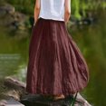thumbnail image 3 of MORTTIC Maxi Skirt for Women Vintage Loose Fit with Pockets Elegant & Casual Solid Color Skirt for Spring/Summer, 3 of 4