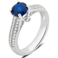 thumbnail image 3 of Arista Created Blue and White Sapphire Gemstone Women's Ring in Sterling Silver, 3 of 4