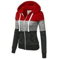 thumbnail image 2 of Doublju 3 Color Block Fleece Basic Zip-Up Hoodie Jacket, 2 of 3
