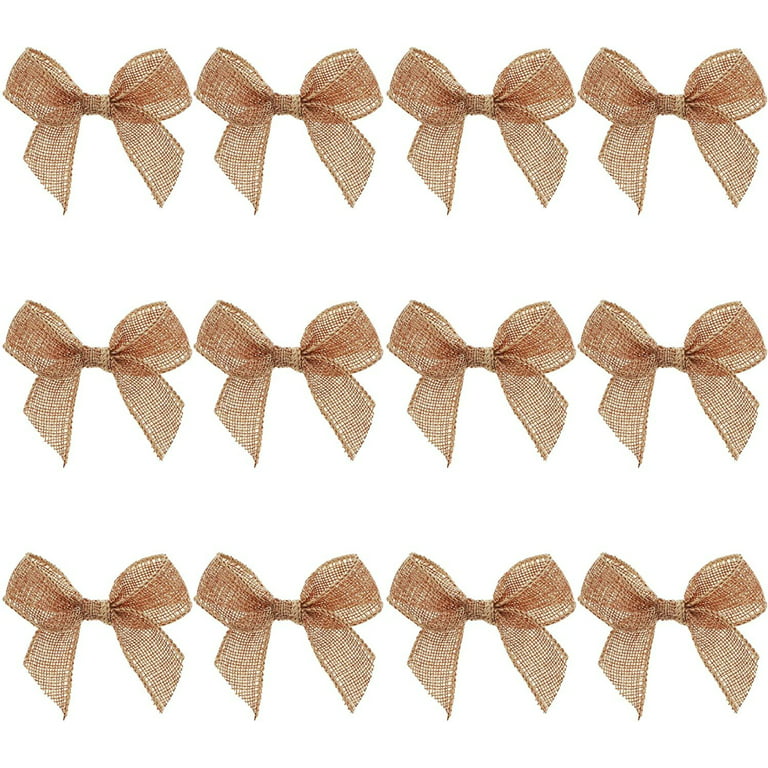 Handmade Mini Burlap Bows for DIY Crafts, Wreaths, Wedding Decor
