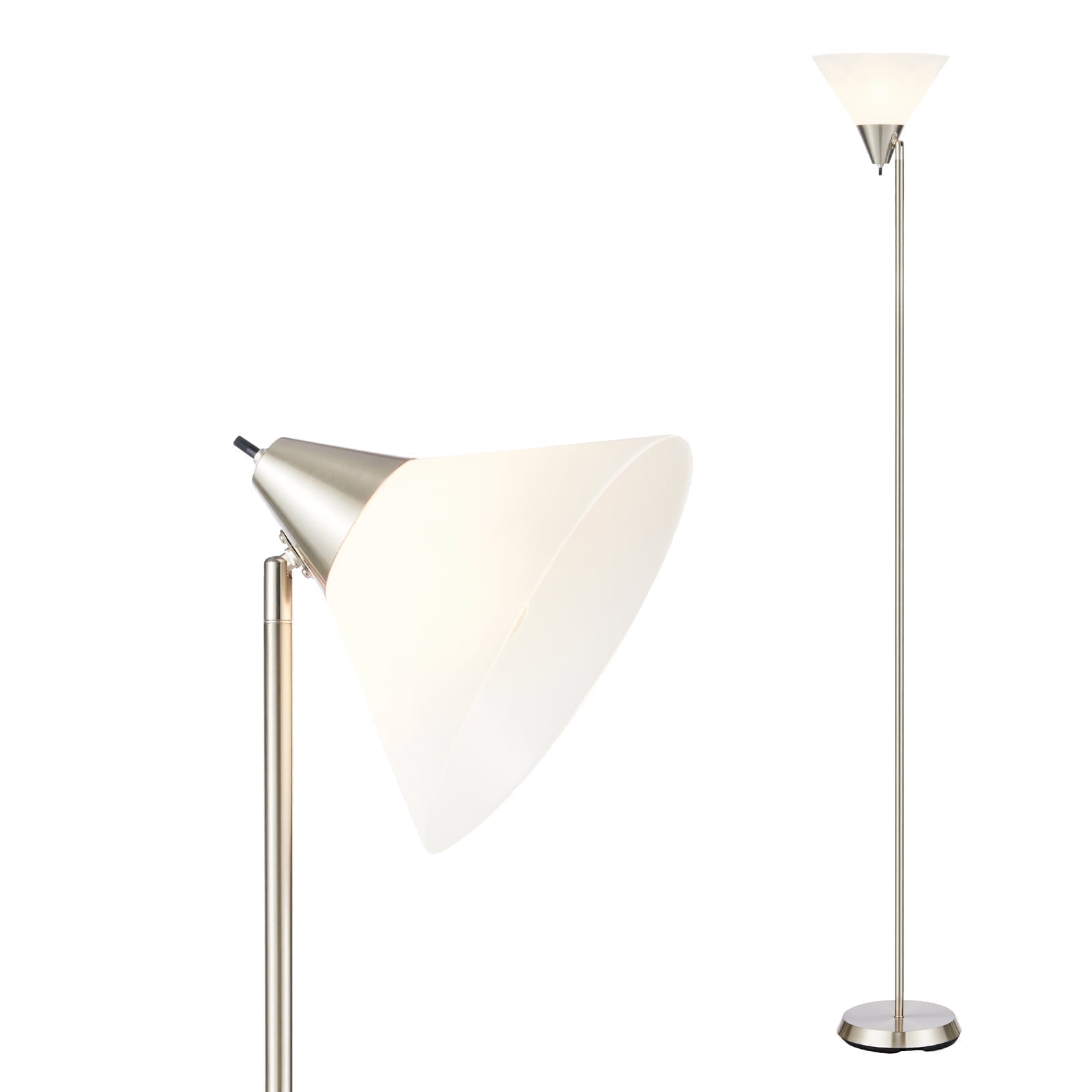 HonoDing 71-inch Adjustable Floor Lamp with Acrylic Shade & Satin Nickel Finish