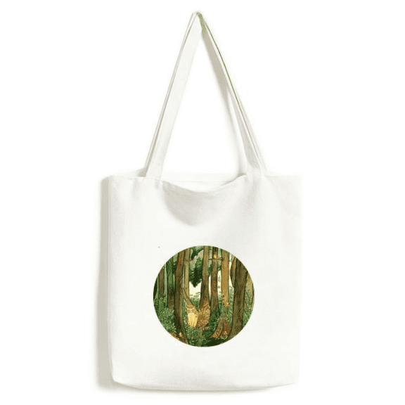 Miaoji Painting Cat Forests Mushroom Tote Canvas Bag Shopping Satchel Casual Handbag