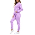 thumbnail image 5 of Women 2 Piece Fleece Tracksuit Zip Up Long Sleeve Hoodies Elastic Waist Joggers Fall Athletic Running Casual Outfits S-3XL, 5 of 7