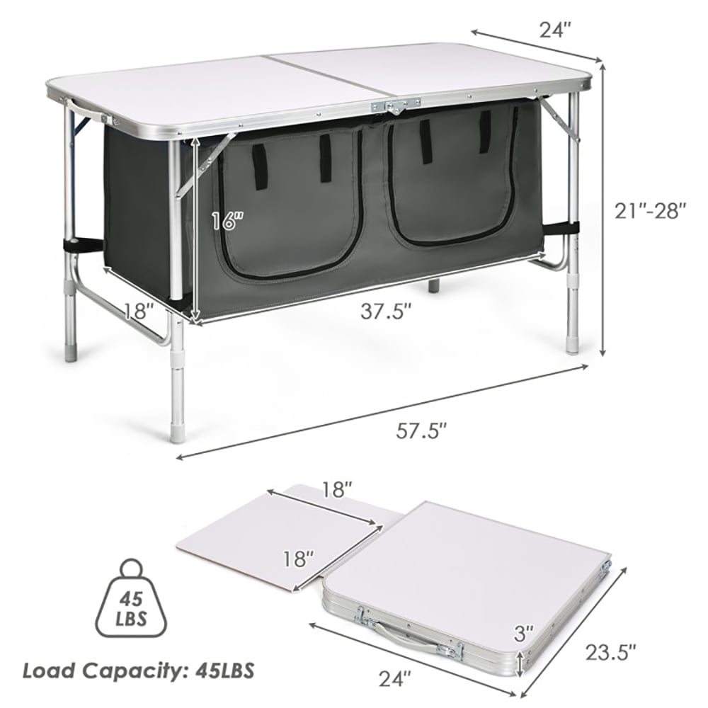 Aimee Lii Height Adjustable Folding Camping Table, Portable Tables Folding, Gray