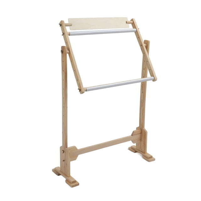 Adjustable Embroidery Stand, Easy To Assemble Rotated Embroidery Frame Stand Stable Rectangular Pine Wood PVC for Needlepoint
