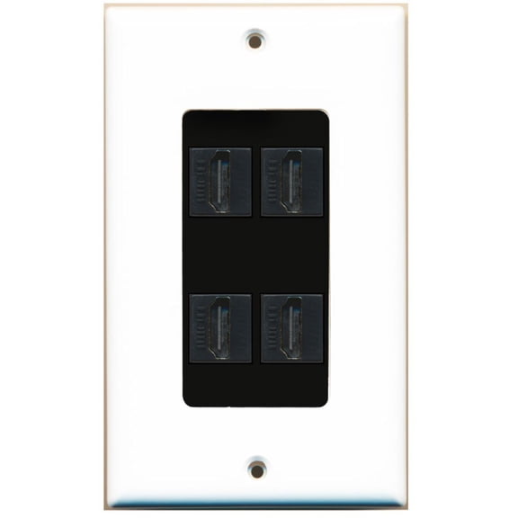 RiteAV - 4 Port HDMI 2.0 Decorative Wall Plate (White & Black)