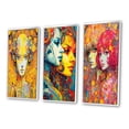 thumbnail image 3 of Designart "Charming Robots in Love Retro Art" Robot Framed Wall Art Set Of 3 - Yellow Modern Frame Gallery Set For Office Decor, 3 of 6