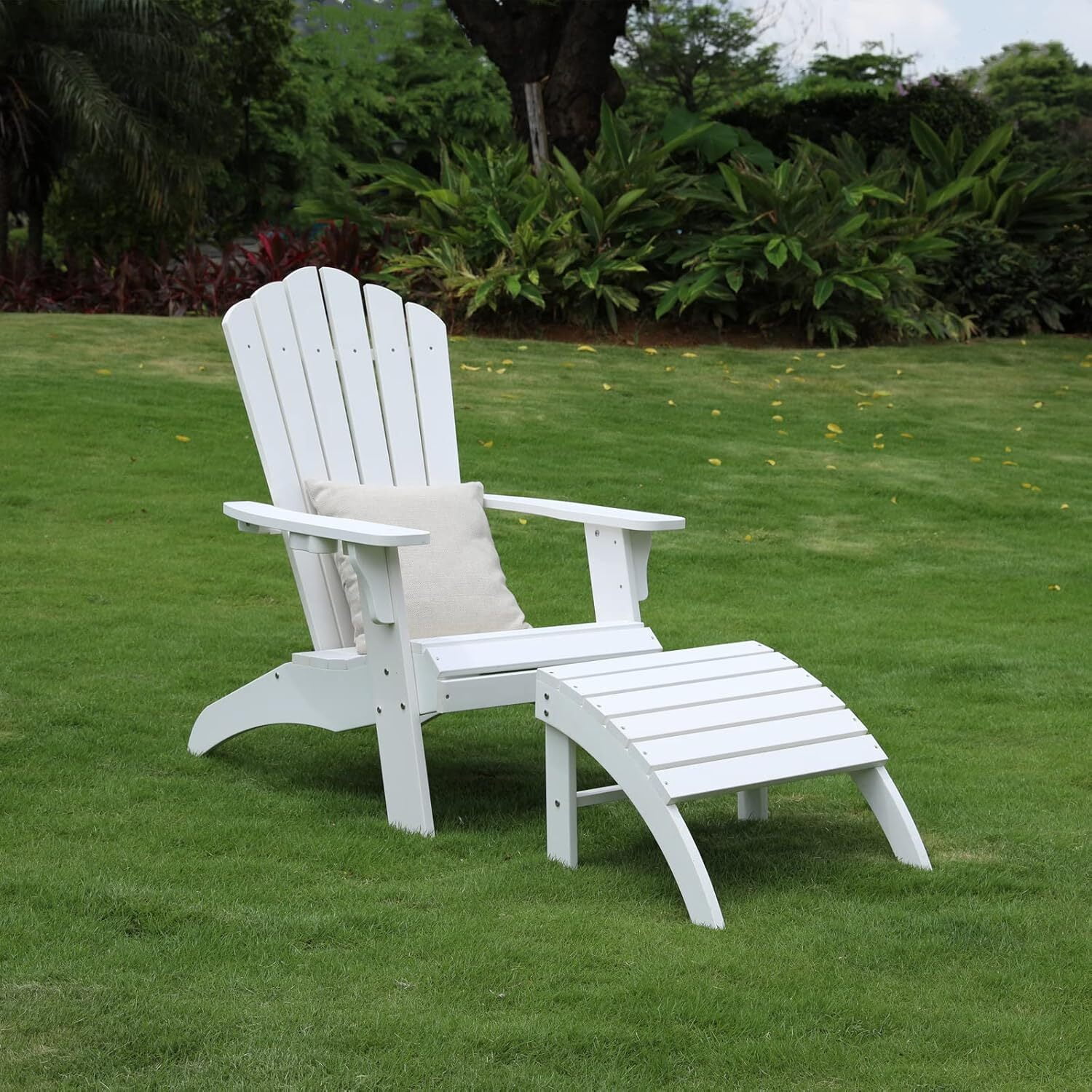 GONICHA Outdoor Adirondack Ottoman,Adirondack Footstool for Adirondack Chair Weather Resistant Foot Rest,White