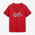 thumbnail image 4 of Women's Fanatics Red Cincinnati Reds Diva Race Ahead Raglan V-Neck T-Shirt, 4 of 5