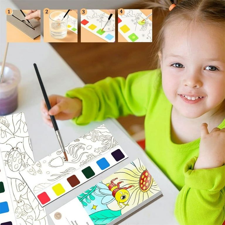 Watercolor Coloring Books for Kids Ages 4-8, Pocket Watercolor Painting  Book for Toddlers, Arts and Crafts for Girls Boys, Water Colors Paint Kids