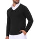 thumbnail image 4 of SUÉTER DE PULLOVER DE PUNTO DE COLOR SÓLIDO DE MANGA LARGA CON CUELLO EN V PARA HOMBRE CHIC INSPIRADOR TAMAÑO S NEGRO, 4 of 5