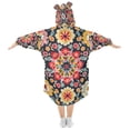 thumbnail image 2 of FORMRS Wearable Blanket Hoodie with Sleeves for Kids Cozy Flannel Sweatshirt, Colorful Floral Pattern, 2 of 7