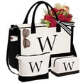 thumbnail image 1 of YOOLIFE Bolsa de lona con inicial y bolsa de maquillaje, regalos de cumpleaños personalizados para mujeres, mamá, hija, hermana, amigas, maestra, regalos de boda para dama de honor, 1 of 5