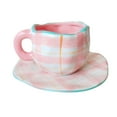 thumbnail image 1 of Taza de café de cerámica irregular, grande con bandeja, taza para beber, taza de té de 250 ml para , café, oficina en casa, Nad, Rosa blanco SM SunniMix taza de café con leche, 1 of 7
